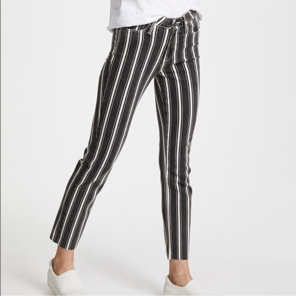 Paige Hoxton Straight Ankle Jeans Vintage Black Stripe Size 26